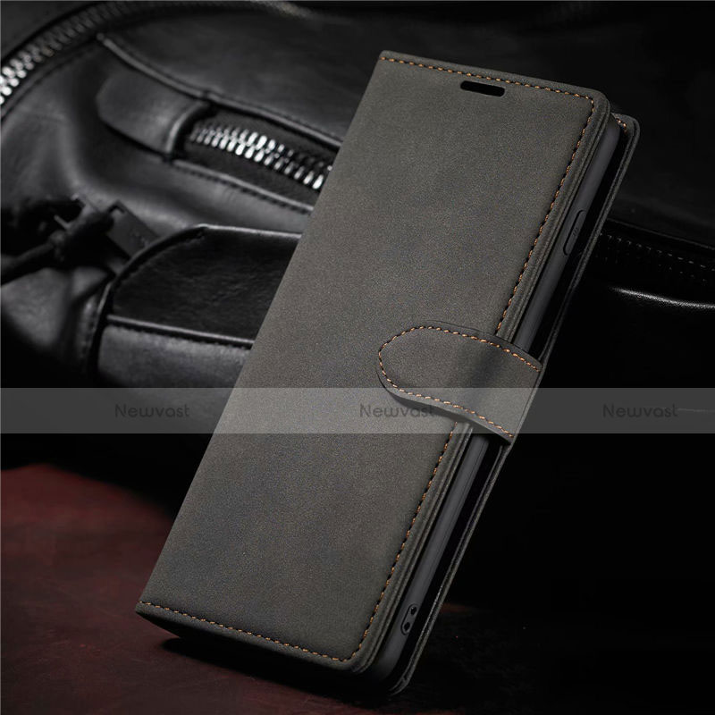 Leather Case Stands Flip Cover L08 Holder for Samsung Galaxy S21 5G Black