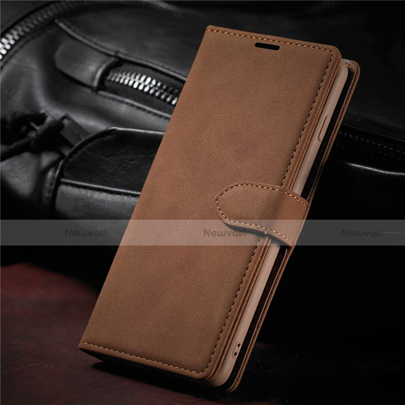 Leather Case Stands Flip Cover L08 Holder for Samsung Galaxy S21 Plus 5G Brown