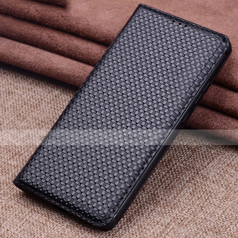 Leather Case Stands Flip Cover L08 Holder for Xiaomi Mi 10 Black