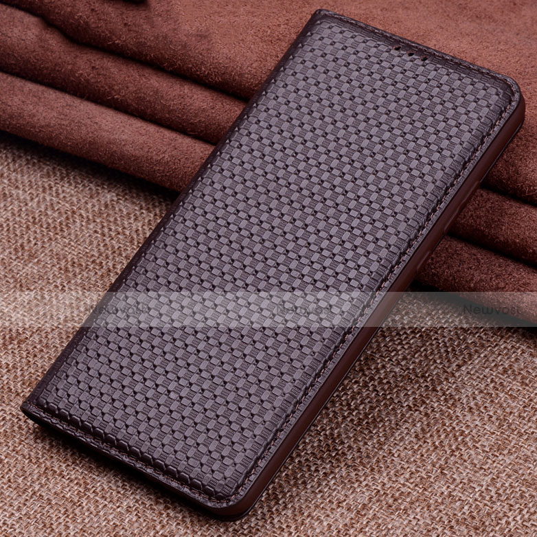 Leather Case Stands Flip Cover L08 Holder for Xiaomi Mi 10 Brown