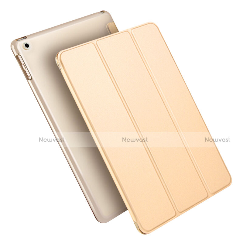 Leather Case Stands Flip Cover L09 for Apple New iPad 9.7 (2017) Gold