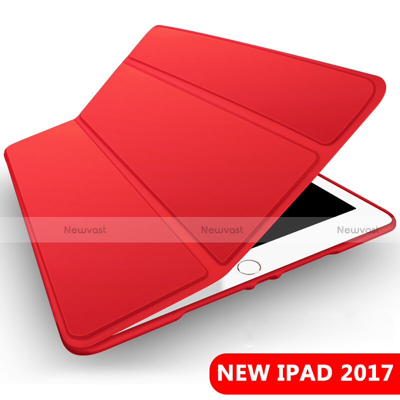 Leather Case Stands Flip Cover L09 for Apple New iPad 9.7 (2017) Red