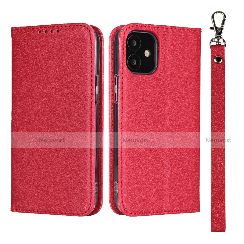 Leather Case Stands Flip Cover L09 Holder for Apple iPhone 12 Red
