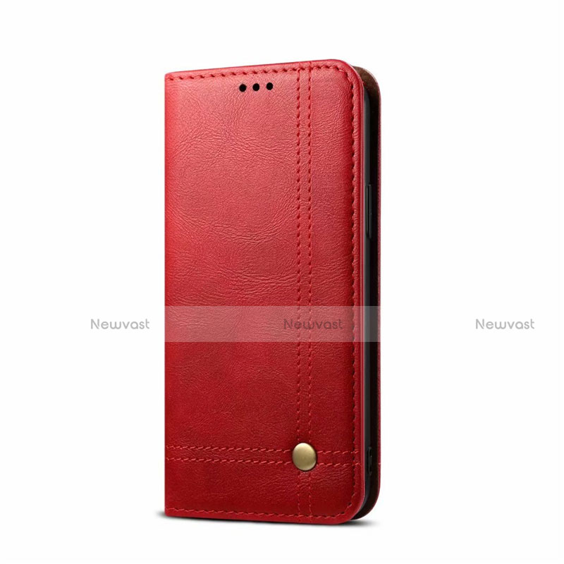 Leather Case Stands Flip Cover L09 Holder for OnePlus Nord Red