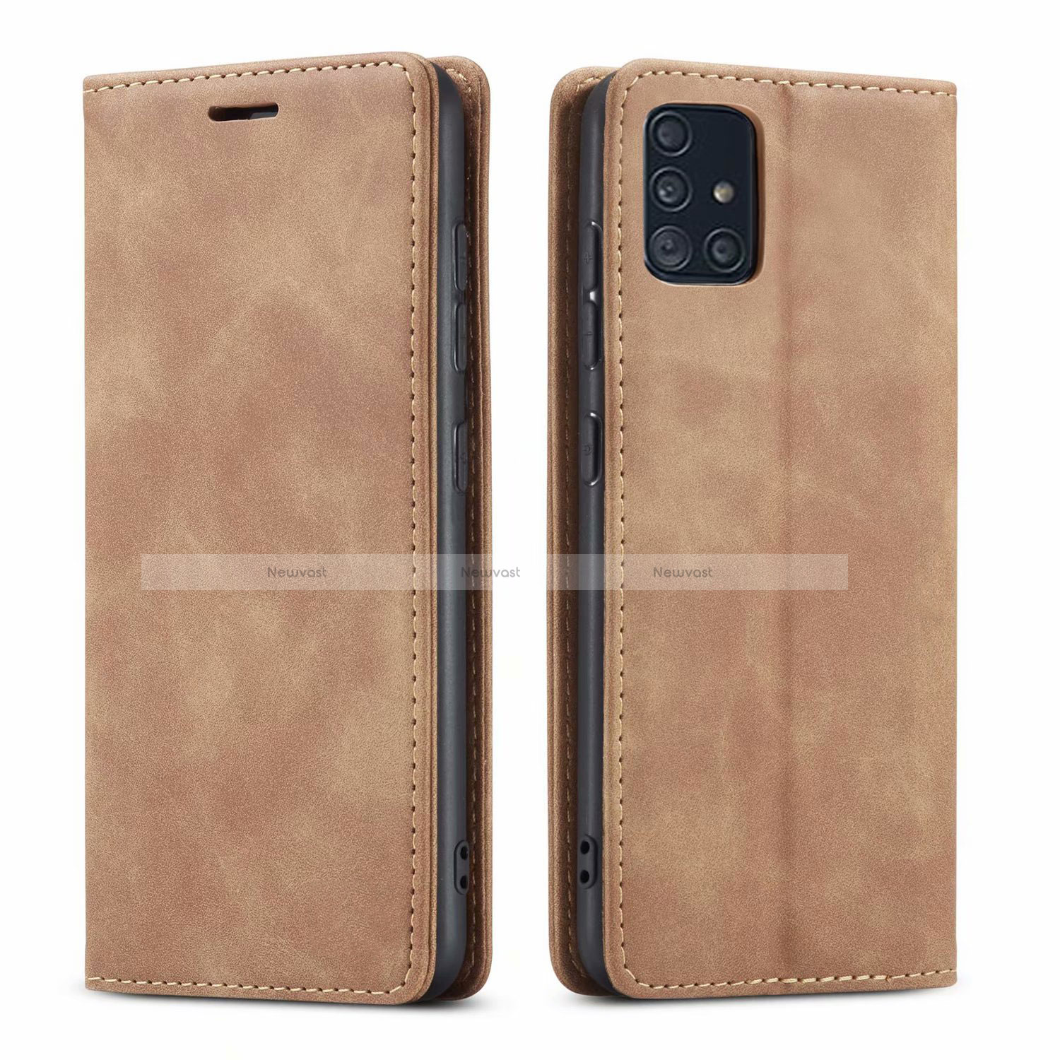 Leather Case Stands Flip Cover L09 Holder for Samsung Galaxy A51 5G Orange