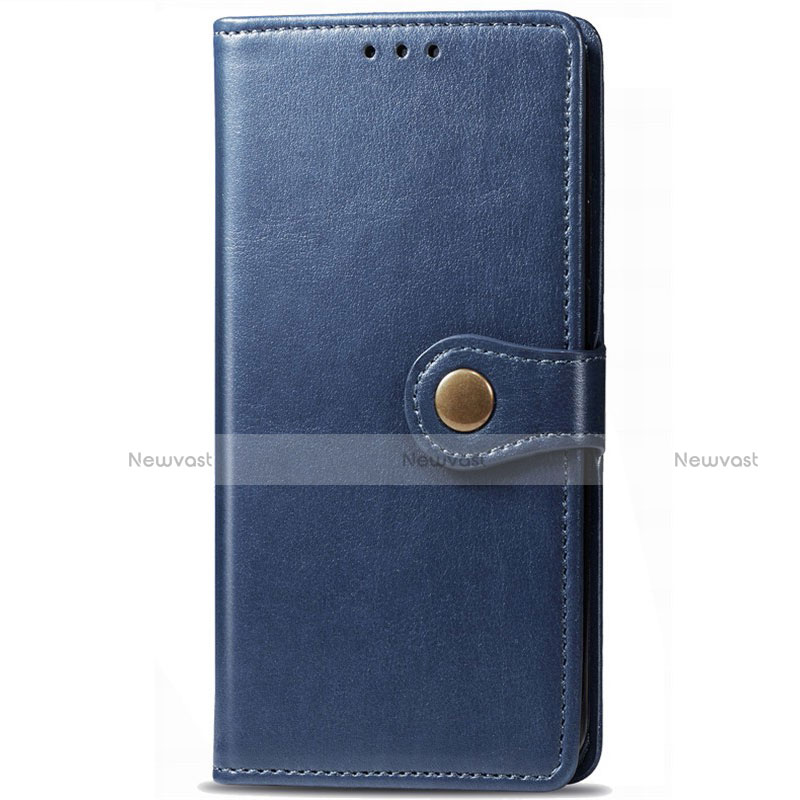 Leather Case Stands Flip Cover L09 Holder for Samsung Galaxy M21s Blue