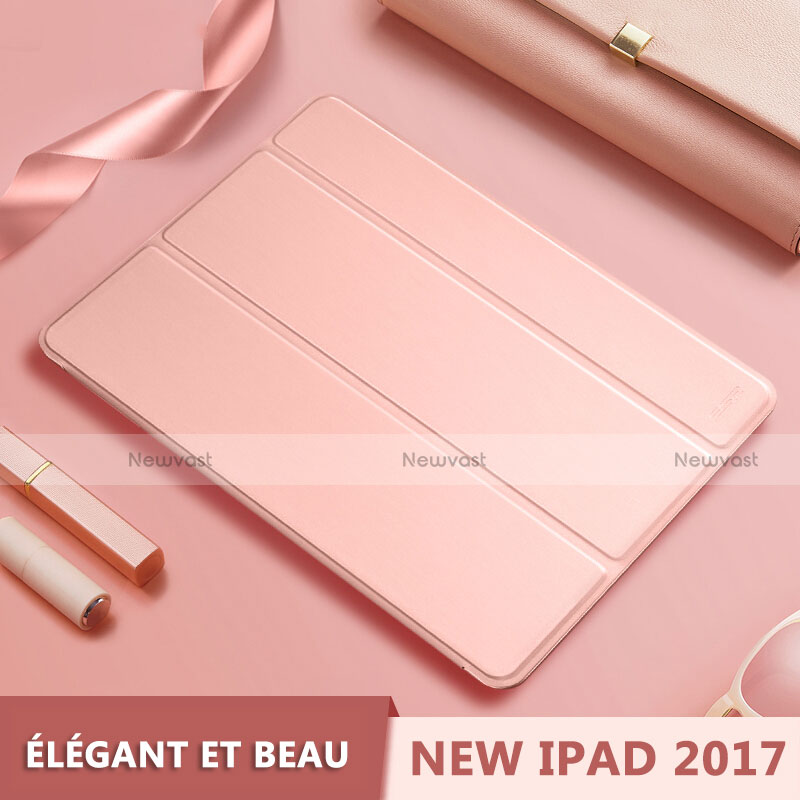 Leather Case Stands Flip Cover L10 for Apple New iPad 9.7 (2018) Rose Gold