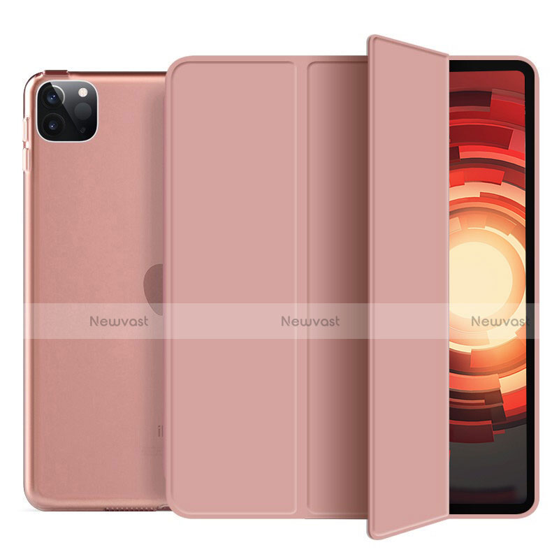 Leather Case Stands Flip Cover L10 Holder for Apple iPad Pro 12.9 (2020) Rose Gold