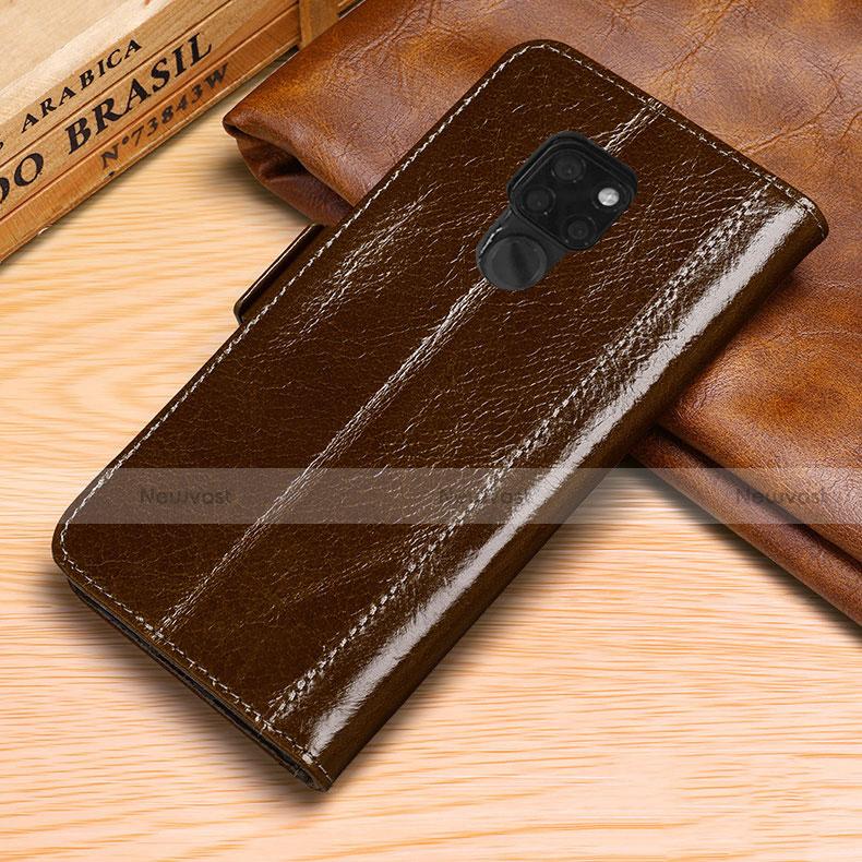 Leather Case Stands Flip Cover L10 Holder for Huawei Mate 20 Brown