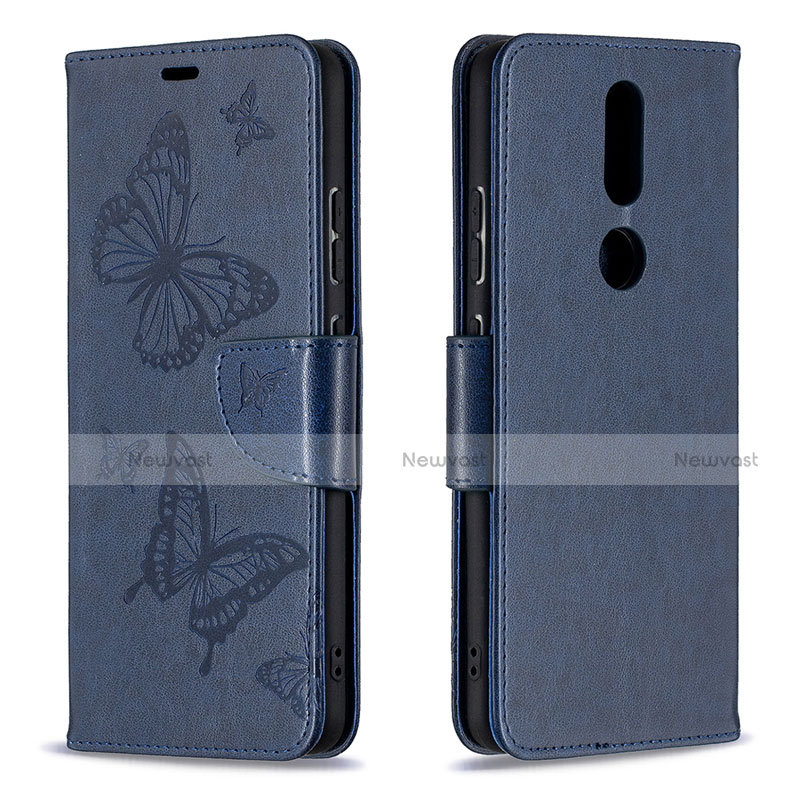 Leather Case Stands Flip Cover L10 Holder for Nokia 2.4 Blue