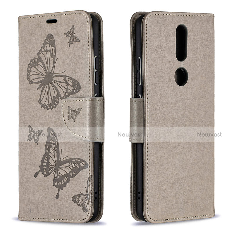 Leather Case Stands Flip Cover L10 Holder for Nokia 2.4 Gray