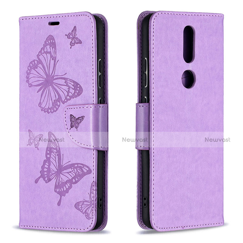 Leather Case Stands Flip Cover L10 Holder for Nokia 2.4 Purple