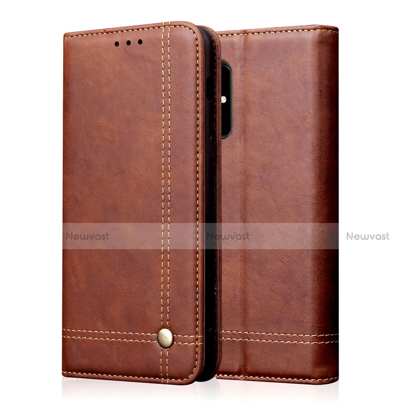 Leather Case Stands Flip Cover L10 Holder for Samsung Galaxy A51 5G Brown