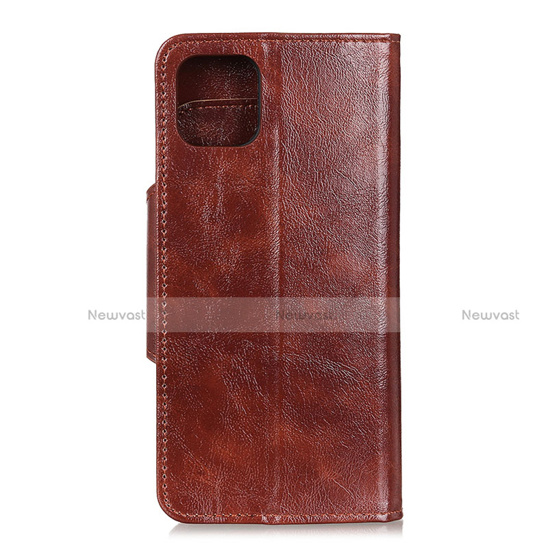 Leather Case Stands Flip Cover L10 Holder for Samsung Galaxy A71 5G Brown