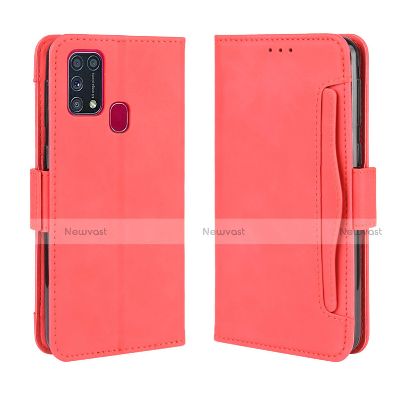 Leather Case Stands Flip Cover L10 Holder for Samsung Galaxy M21s Red