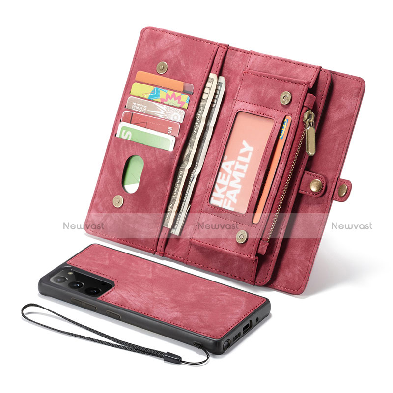 Leather Case Stands Flip Cover L10 Holder for Samsung Galaxy Note 20 5G Red