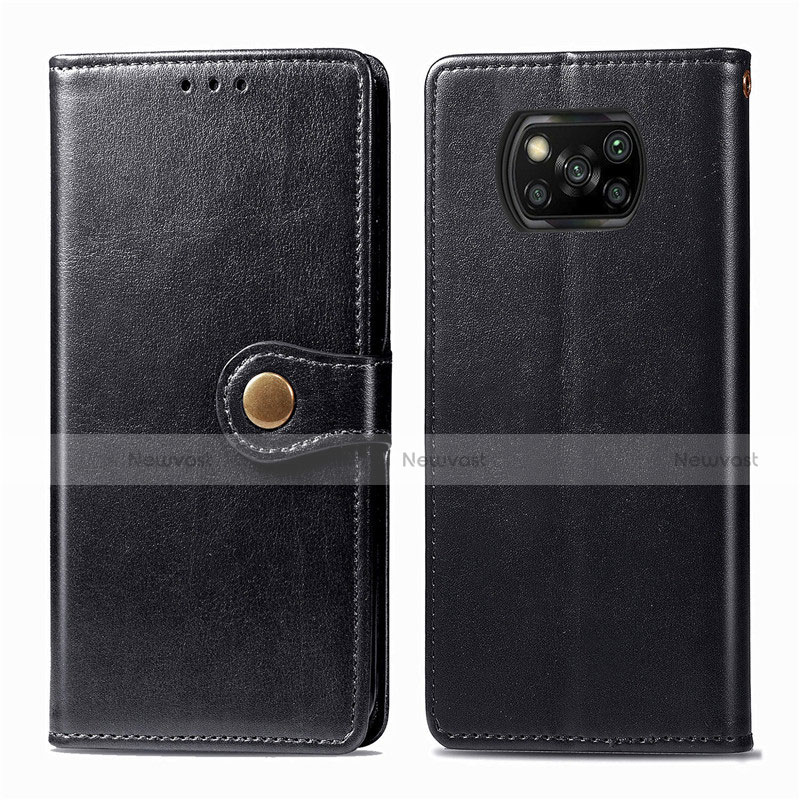 Leather Case Stands Flip Cover L10 Holder for Xiaomi Poco X3 NFC Black
