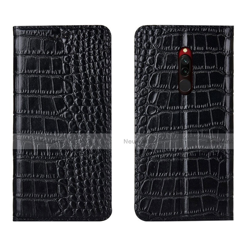 Leather Case Stands Flip Cover L10 Holder for Xiaomi Redmi 8 Black