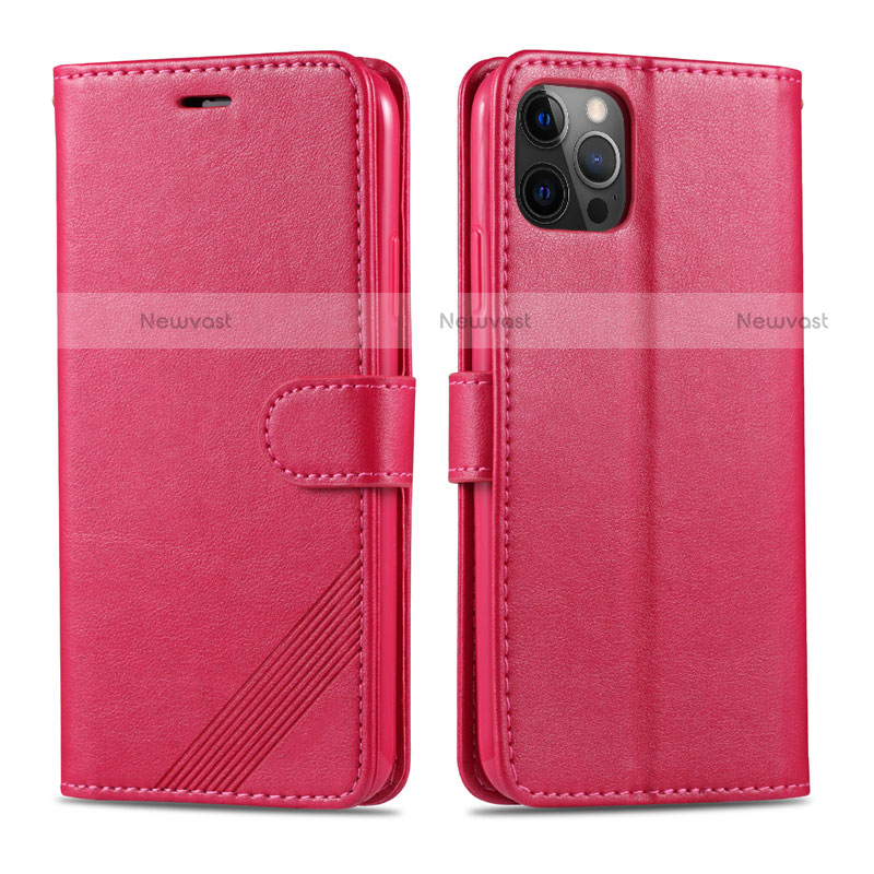 Leather Case Stands Flip Cover L11 Holder for Apple iPhone 12 Pro Hot Pink