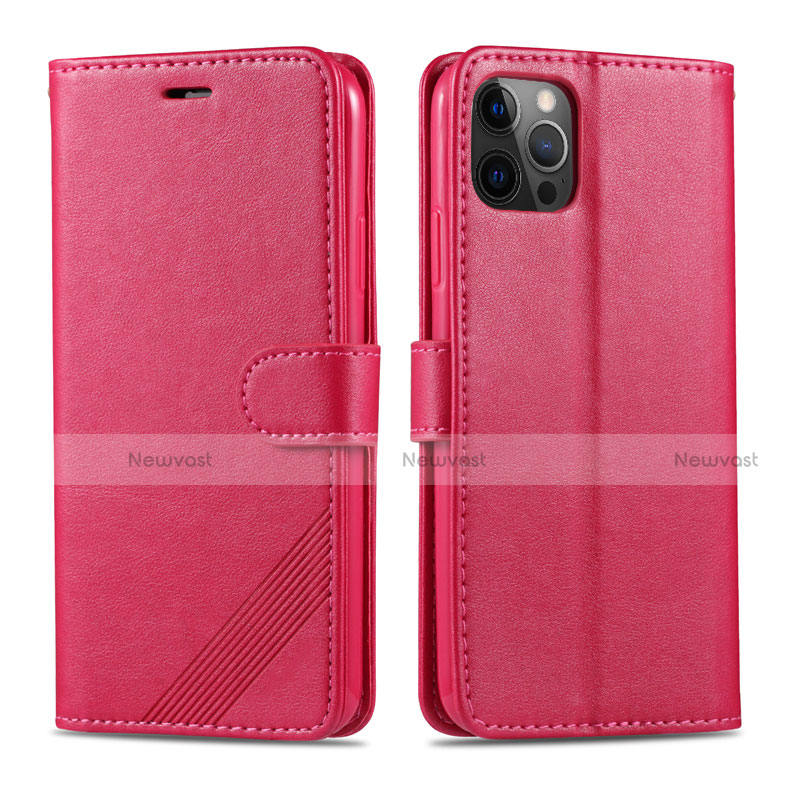 Leather Case Stands Flip Cover L11 Holder for Apple iPhone 12 Pro Max Hot Pink
