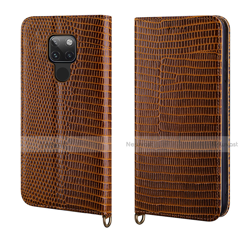 Leather Case Stands Flip Cover L11 Holder for Huawei Mate 20 Brown