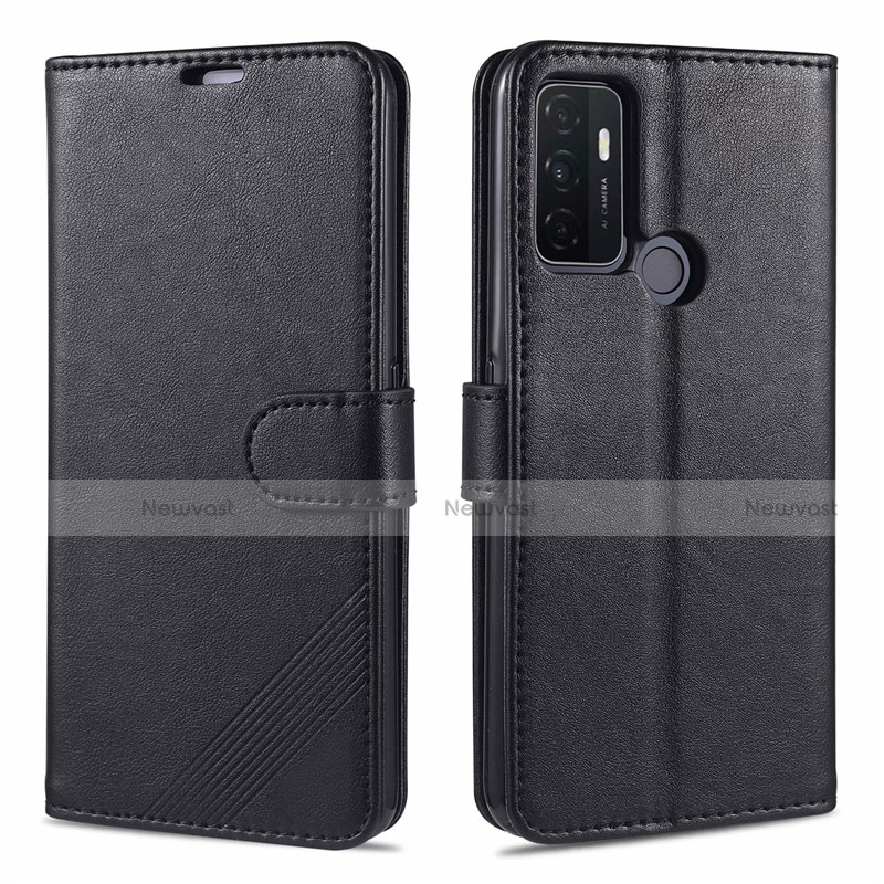 Leather Case Stands Flip Cover L11 Holder for Oppo A32 Black