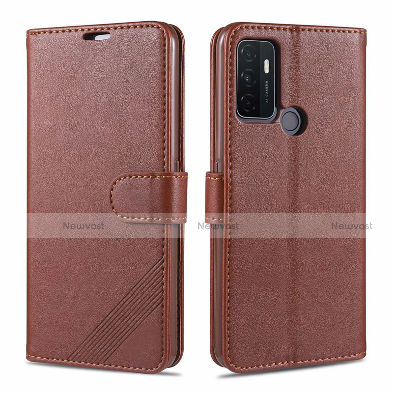 Leather Case Stands Flip Cover L11 Holder for Oppo A33 Brown