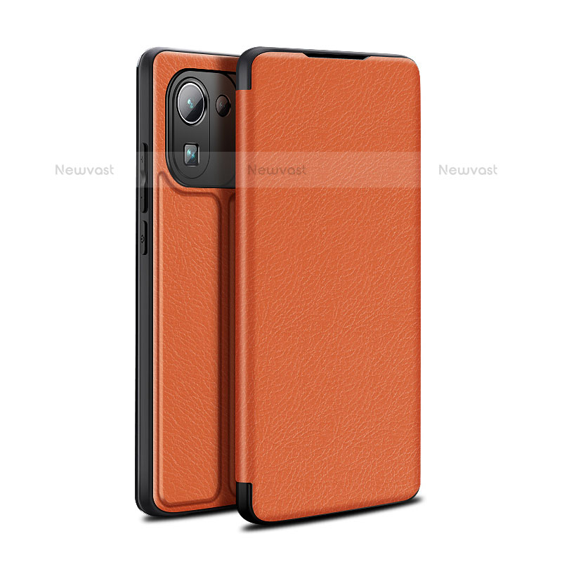 Leather Case Stands Flip Cover L11 Holder for Xiaomi Mi 11 Pro 5G Brown