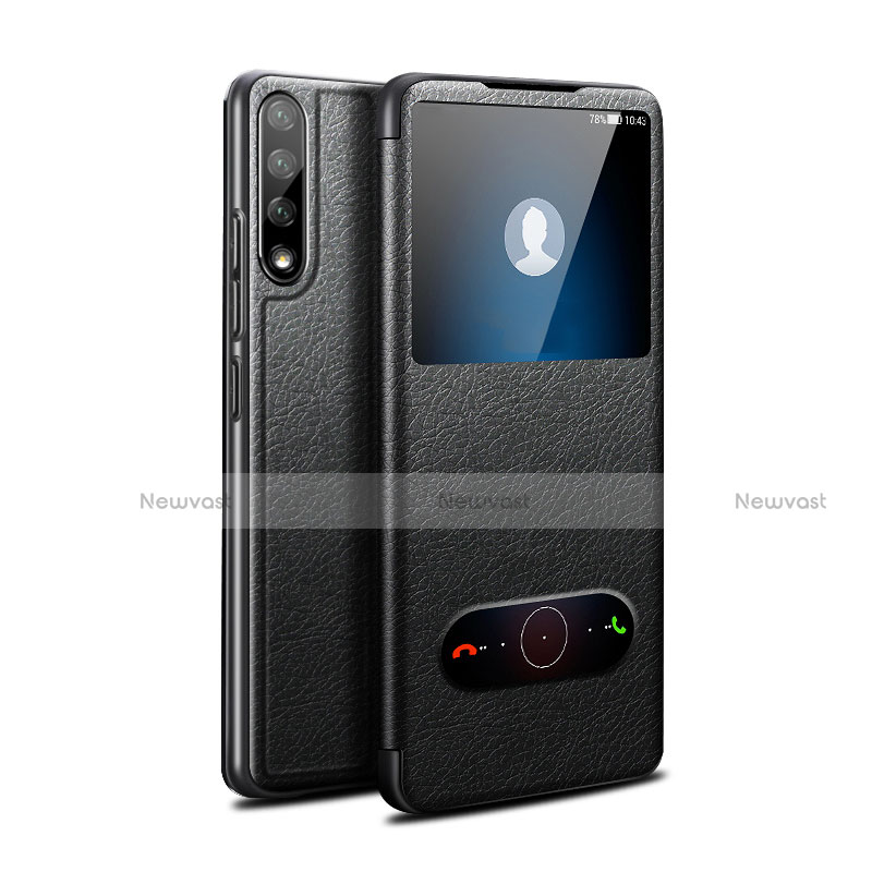 Leather Case Stands Flip Cover L12 Holder for Huawei Enjoy 10S Black