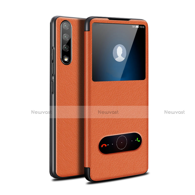 Leather Case Stands Flip Cover L12 Holder for Huawei Enjoy 10S Orange