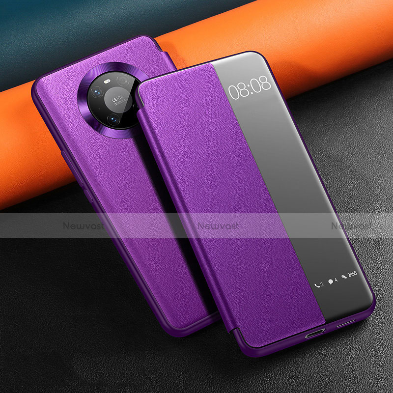 Leather Case Stands Flip Cover L12 Holder for Huawei Mate 40 Pro Purple