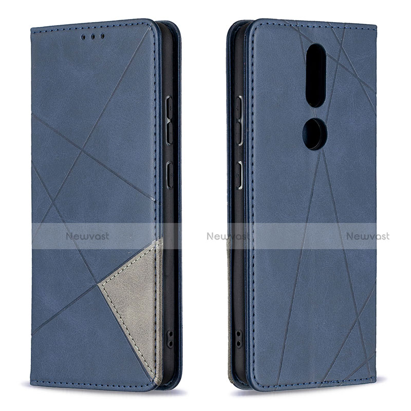 Leather Case Stands Flip Cover L12 Holder for Nokia 2.4 Blue