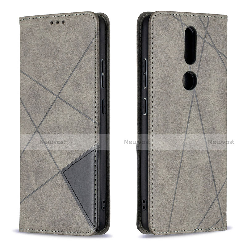 Leather Case Stands Flip Cover L12 Holder for Nokia 2.4 Gray