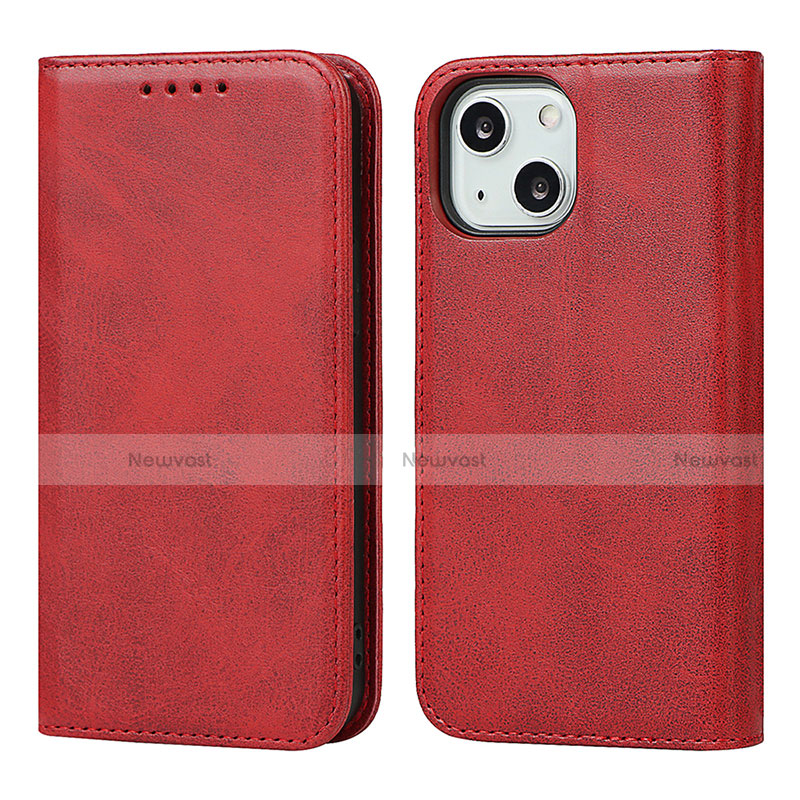 Leather Case Stands Flip Cover L14 Holder for Apple iPhone 13 Red