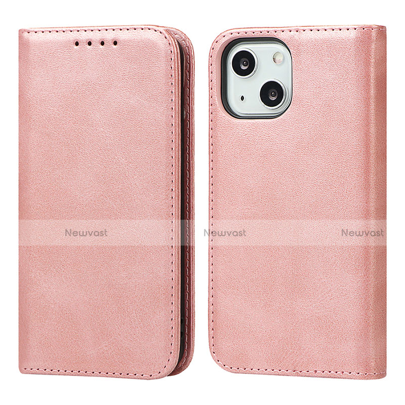 Leather Case Stands Flip Cover L14 Holder for Apple iPhone 13 Rose Gold