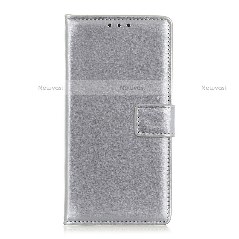 Leather Case Stands Flip Cover L14 Holder for Motorola Moto Edge Silver