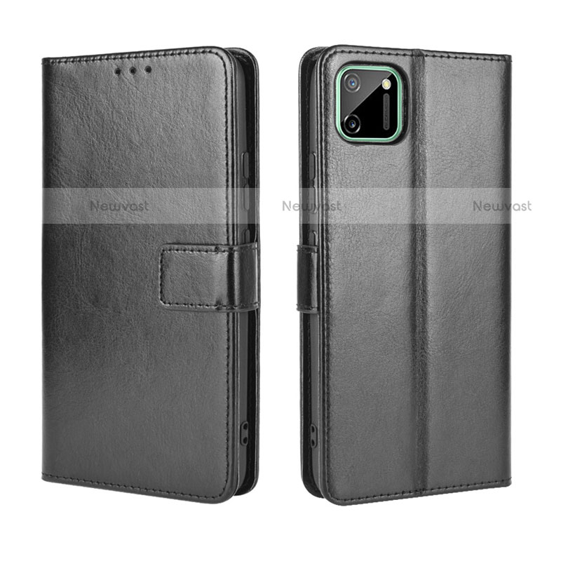 Leather Case Stands Flip Cover L15 Holder for Realme C11 Black