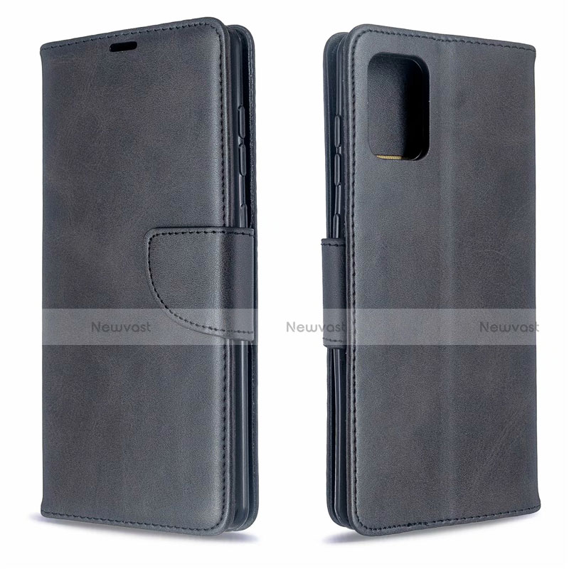Leather Case Stands Flip Cover L16 Holder for Samsung Galaxy A71 5G Black