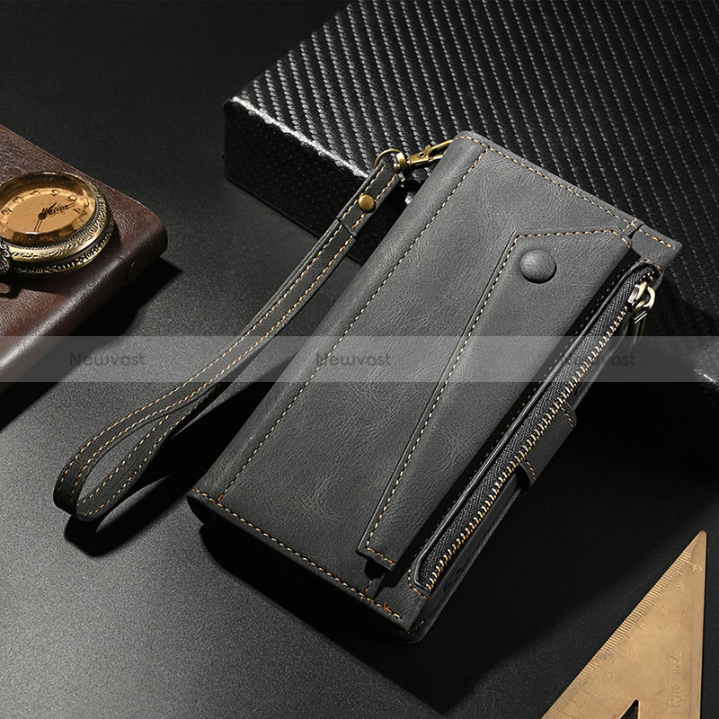 Leather Case Stands Flip Cover L17 Holder for Apple iPhone 14 Pro Black