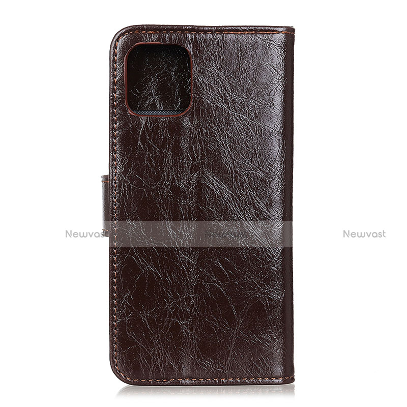 Leather Case Stands Flip Cover L17 Holder for Huawei Honor 30S Brown