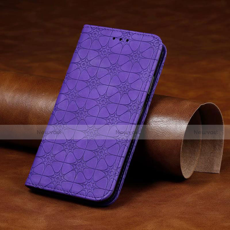 Leather Case Stands Flip Cover L17 Holder for Huawei Honor 9C Purple