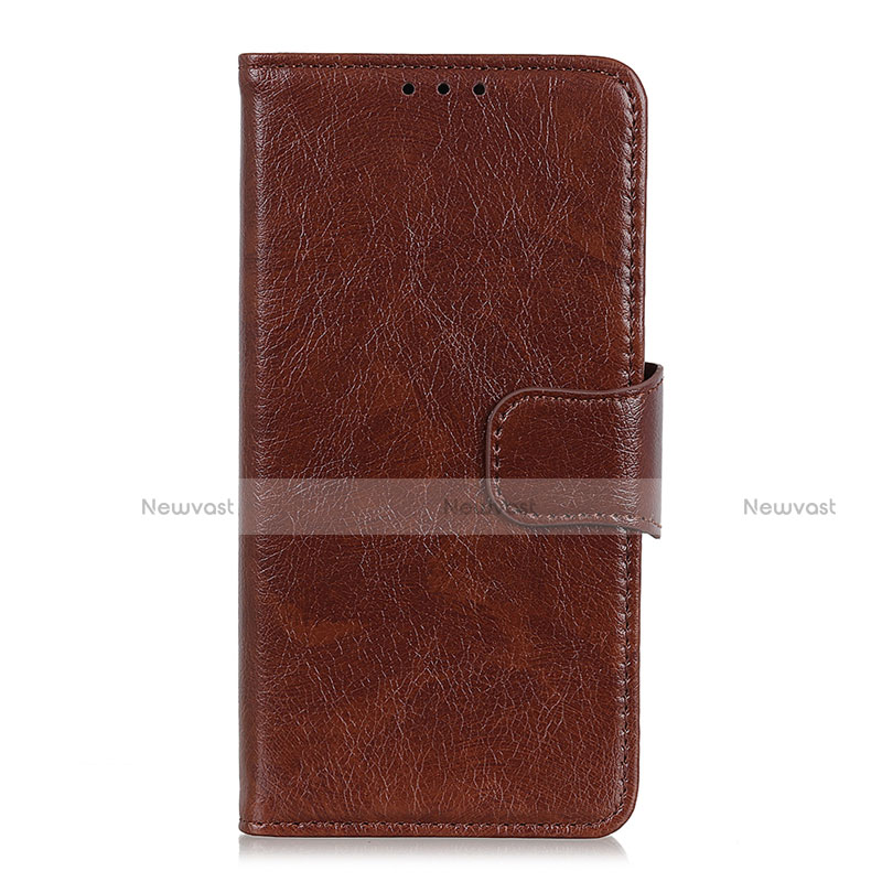 Leather Case Stands Flip Cover L17 Holder for Huawei Nova 8 SE 5G Brown