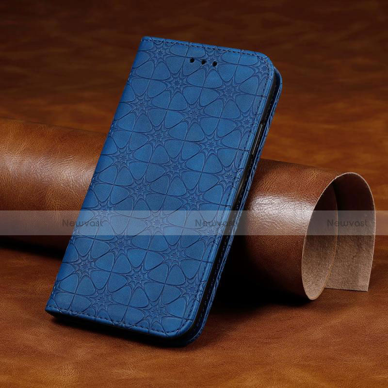 Leather Case Stands Flip Cover L17 Holder for Huawei P40 Lite E Blue