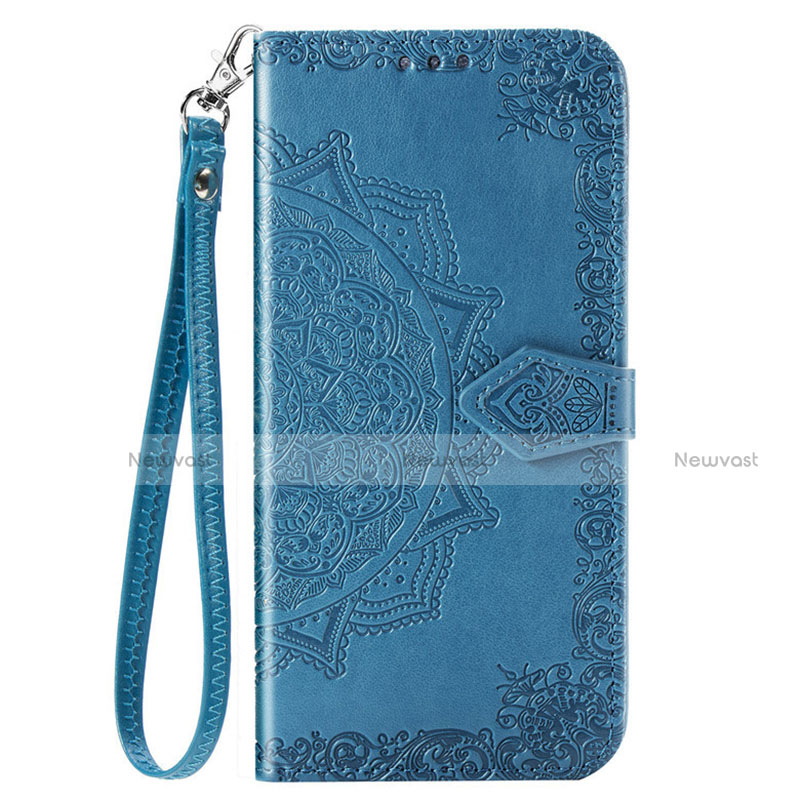 Leather Case Stands Flip Cover L18 Holder for Huawei Honor 9C Blue