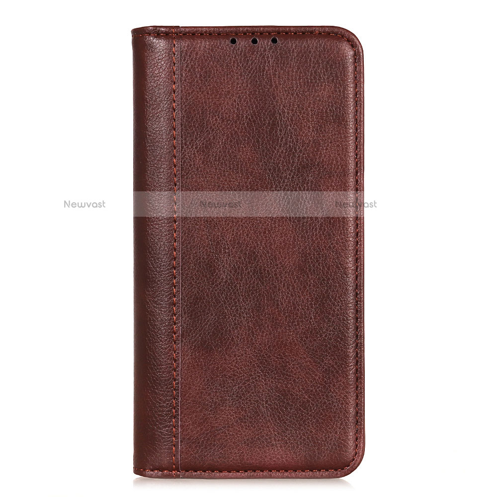 Leather Case Stands Flip Cover L18 Holder for Realme C11 Brown