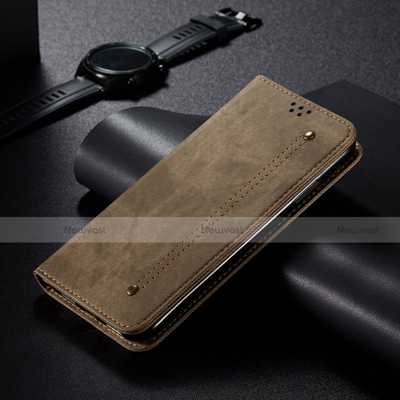 Leather Case Stands Flip Cover L22 Holder for Apple iPhone 13 Mini Khaki