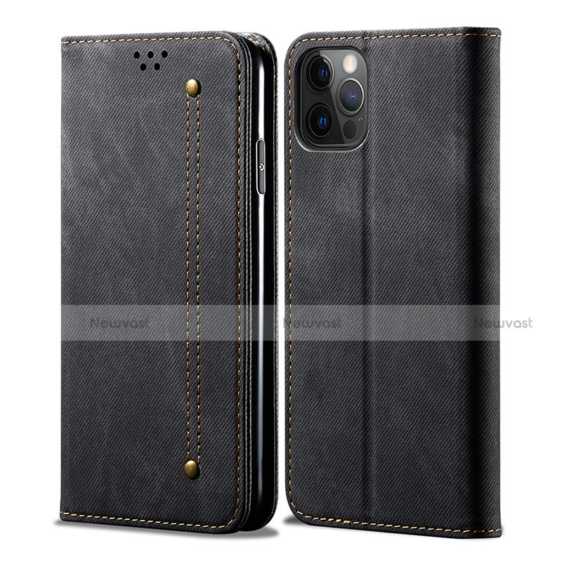 Leather Case Stands Flip Cover L22 Holder for Apple iPhone 14 Pro Black