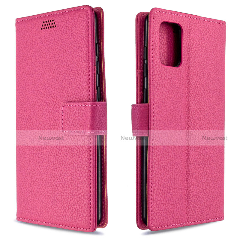 Leather Case Stands Flip Cover L22 Holder for Samsung Galaxy A71 5G Hot Pink