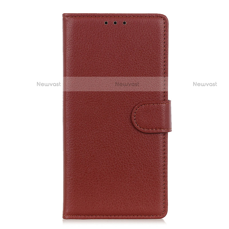 Leather Case Stands Flip Cover L24 Holder for Realme C11 Brown