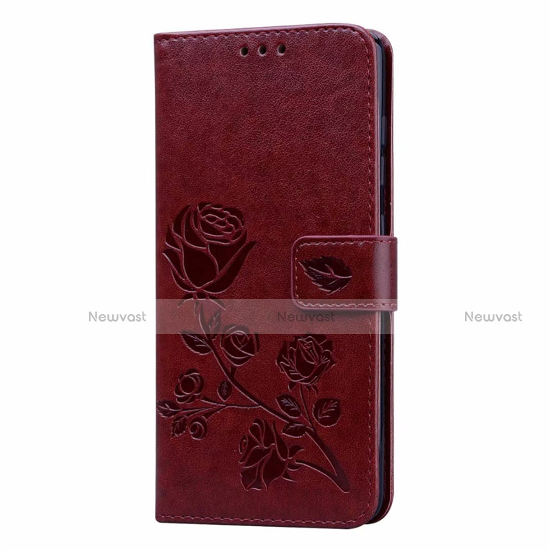 Leather Case Stands Flip Cover L24 Holder for Samsung Galaxy A71 5G Brown